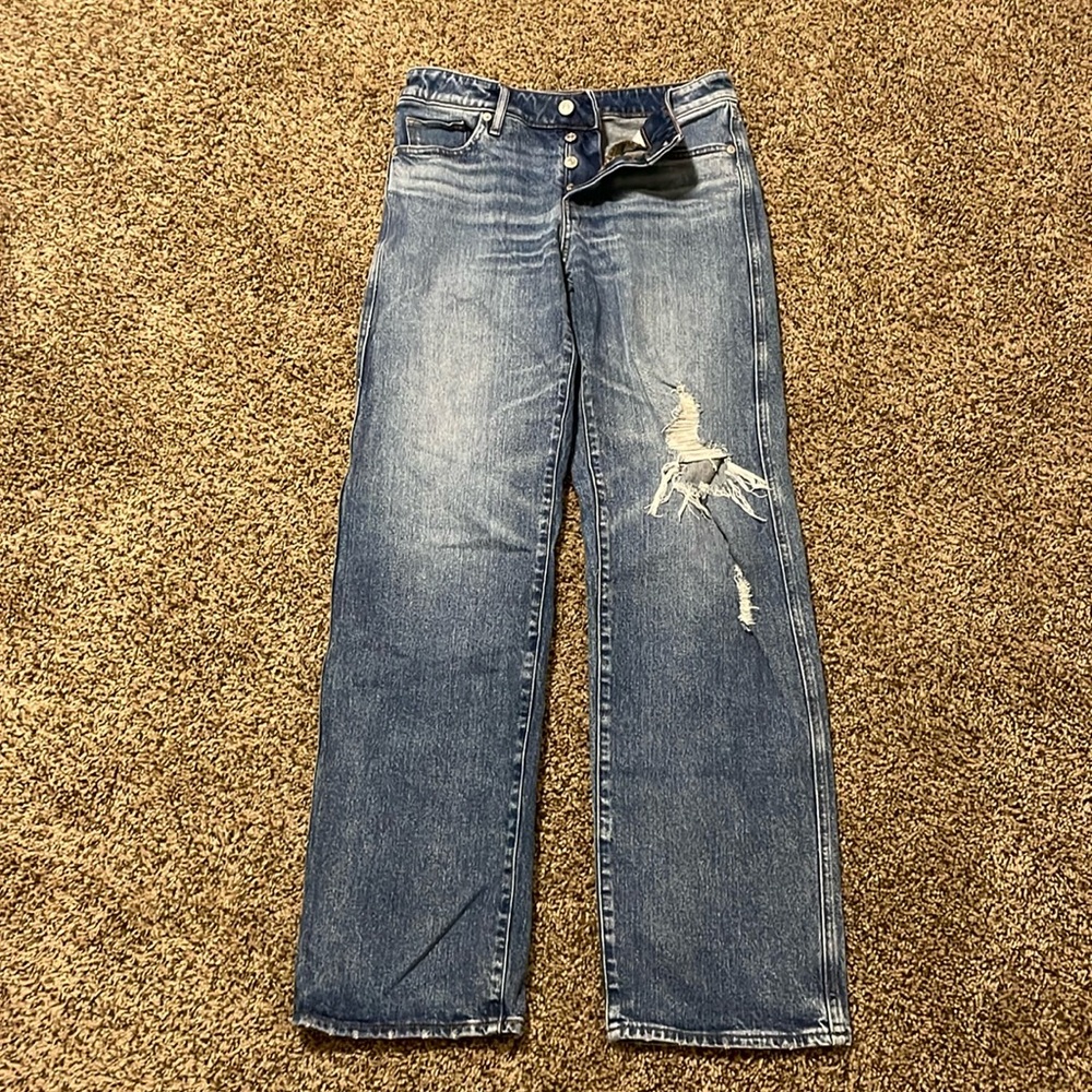 Low Rise Ripped Baggy Straight Jeans